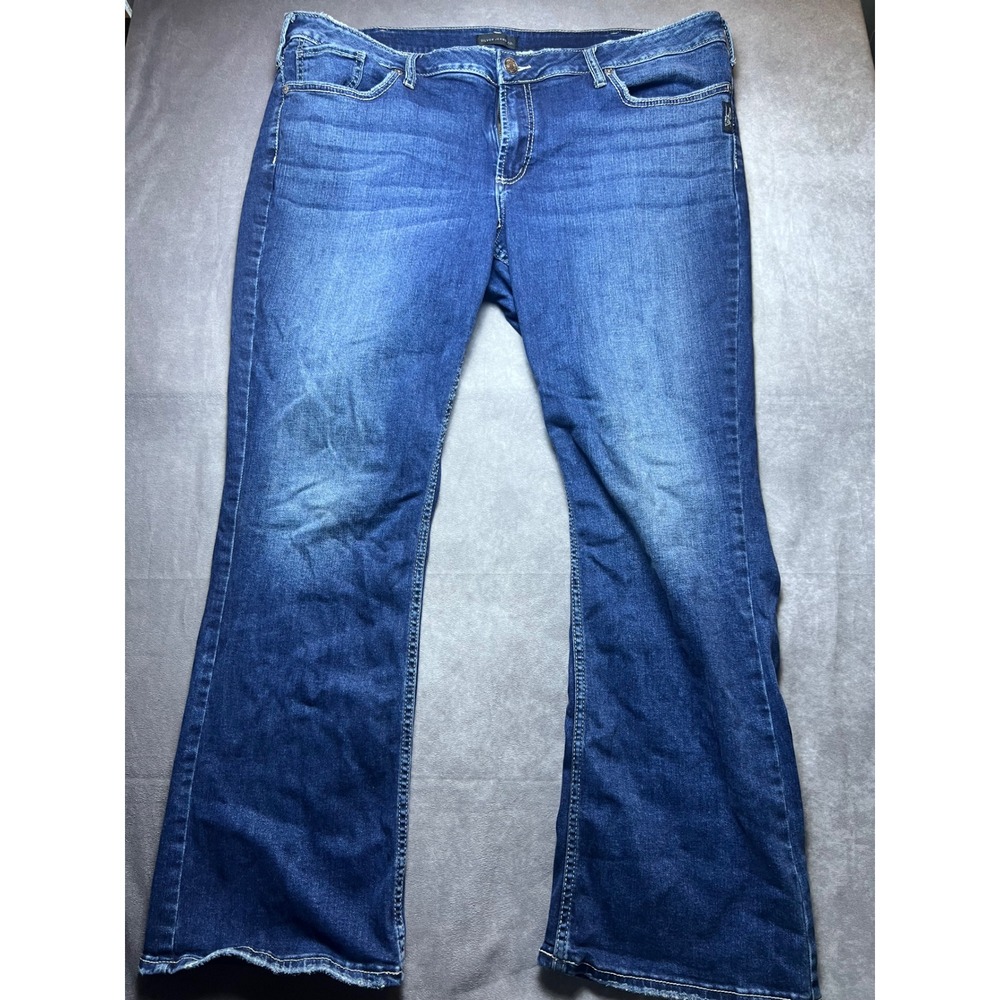 Silver Jeans Co. Women Suki Slim Boot Size 20 Blue Mid Rise Flap Pocket Denim